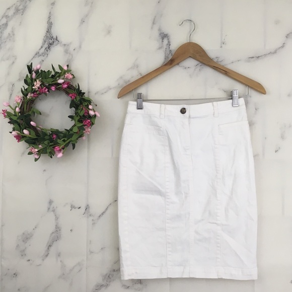 Ann Taylor Dresses & Skirts - Ann Taylor Denim Pencil Skirt in White